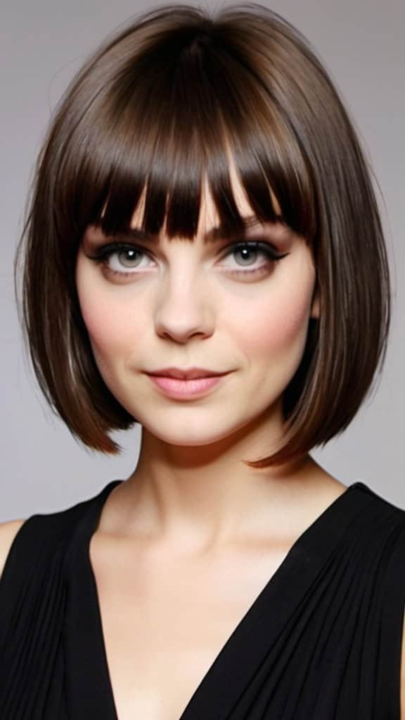 A-Line Bob with Rounded Bangs Short Fringe Hairstyles
