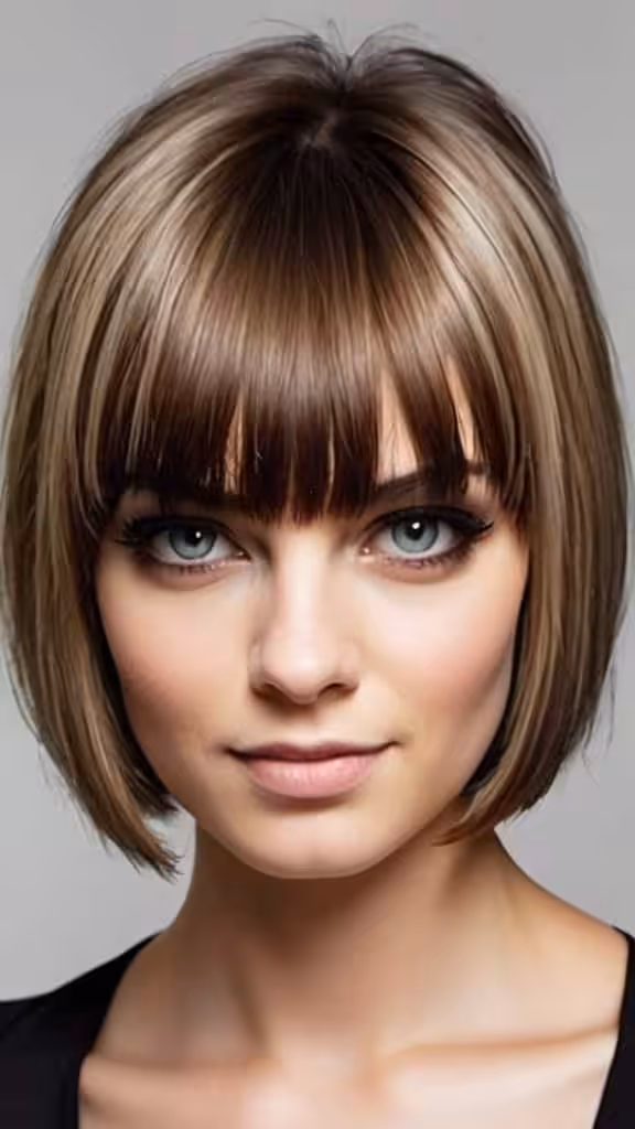 Angled Bob with Micro Fringe Short Fringe Hairstyles
