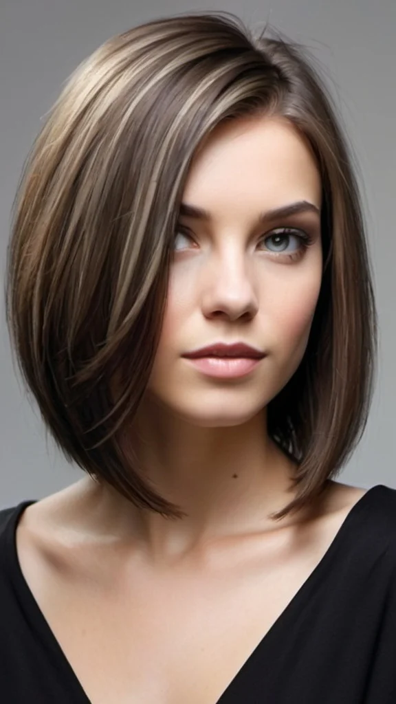 Angled Textured Lob Medium Straight Hairstyles and Haircuts