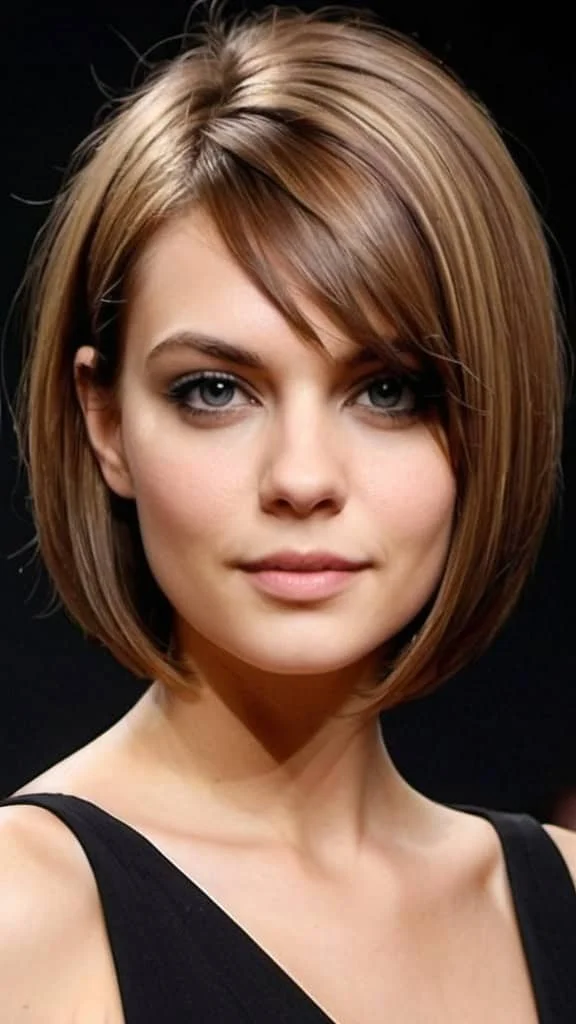 Asymmetrical Bob Medium Hairstyles for Round Faces