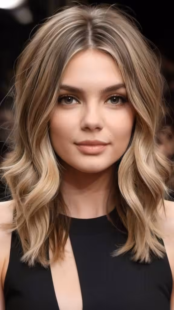 Blunt Waves Medium Hairstyles for Round Faces
