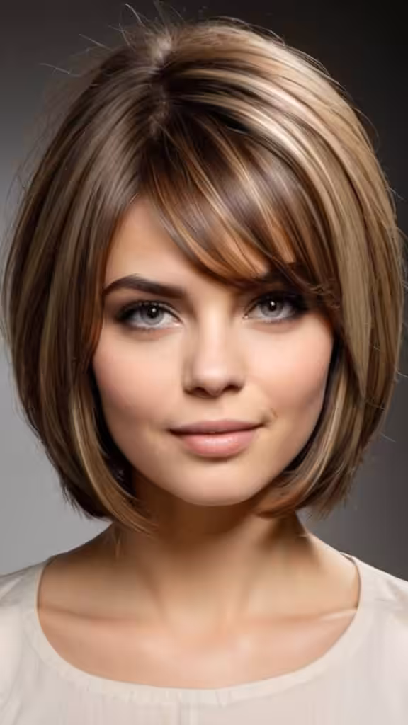 Bob With Internal Layers Medium Hairstyles for Round Faces