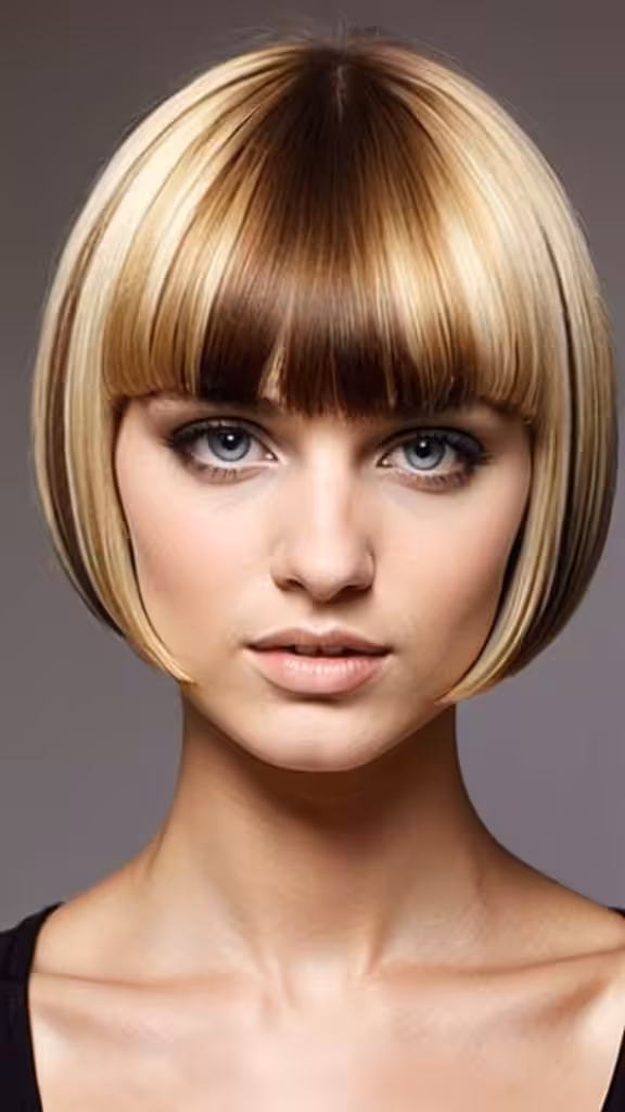Bowl Cut With Blonde Highlights