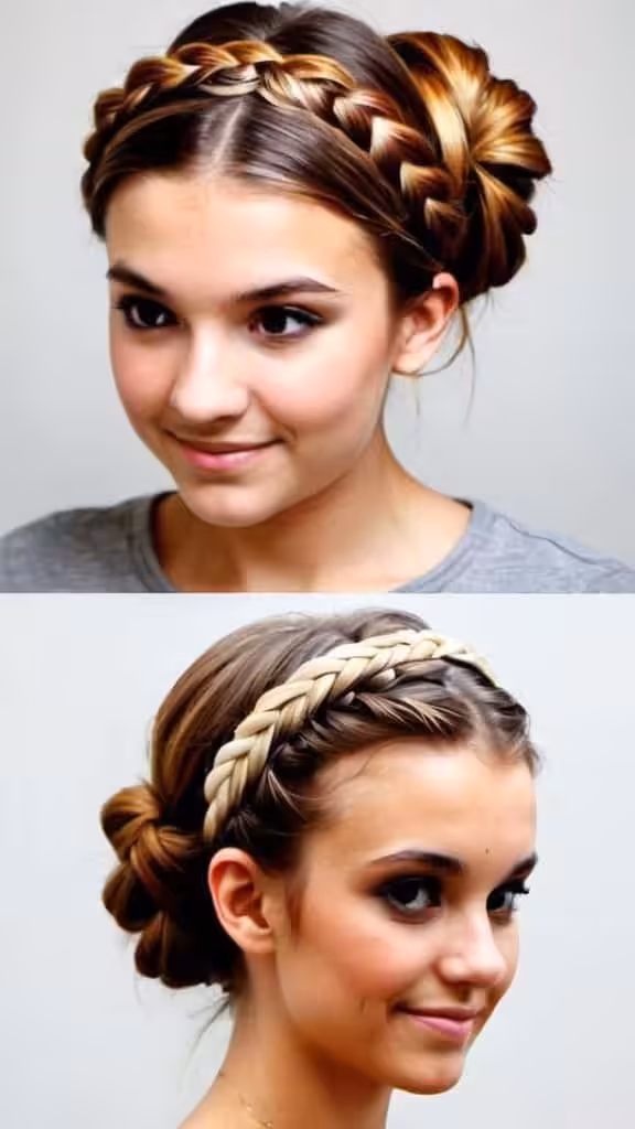 Braided Updo With Knotted Headband Hairstyles with Headbands