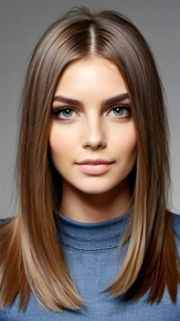 Center-Parted Straight Hair Medium Straight Hairstyles and Haircuts