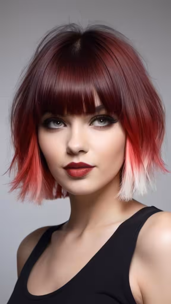 Cherry Ombre With Fringe - Flatter Your Face: 16 Short Ombre Hair for All Skin Tones