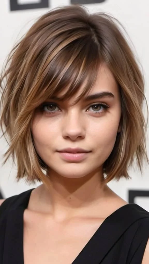 Choppy Lob Medium Hairstyles for Round Faces