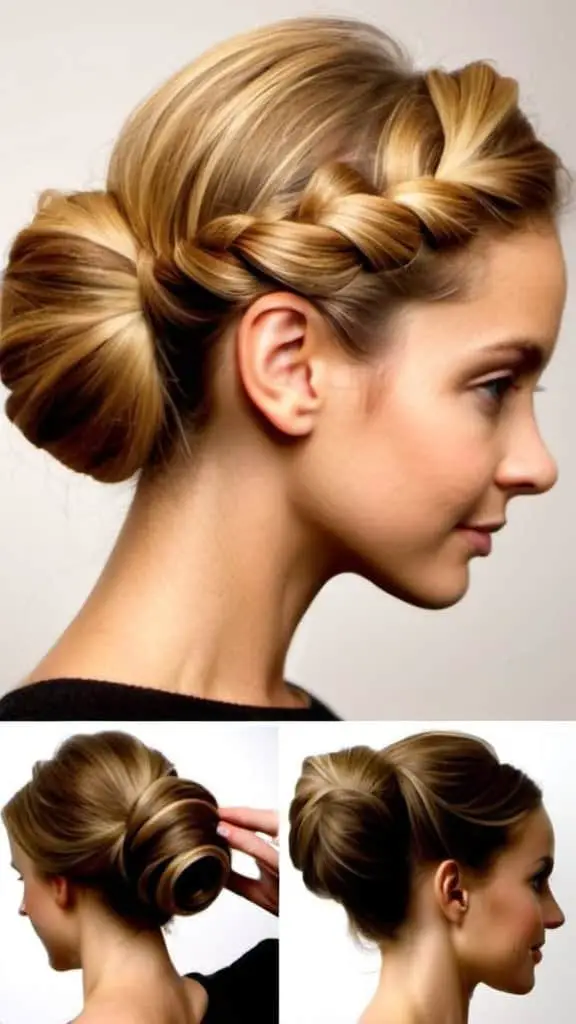 Coiled Low Bun Easy Updos for Medium Hair Easy Updos for Medium Hair