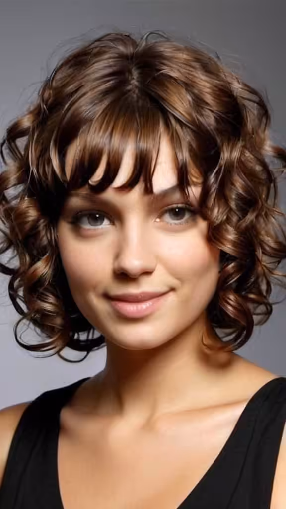 Curly Bob Medium Hairstyles for Round Faces