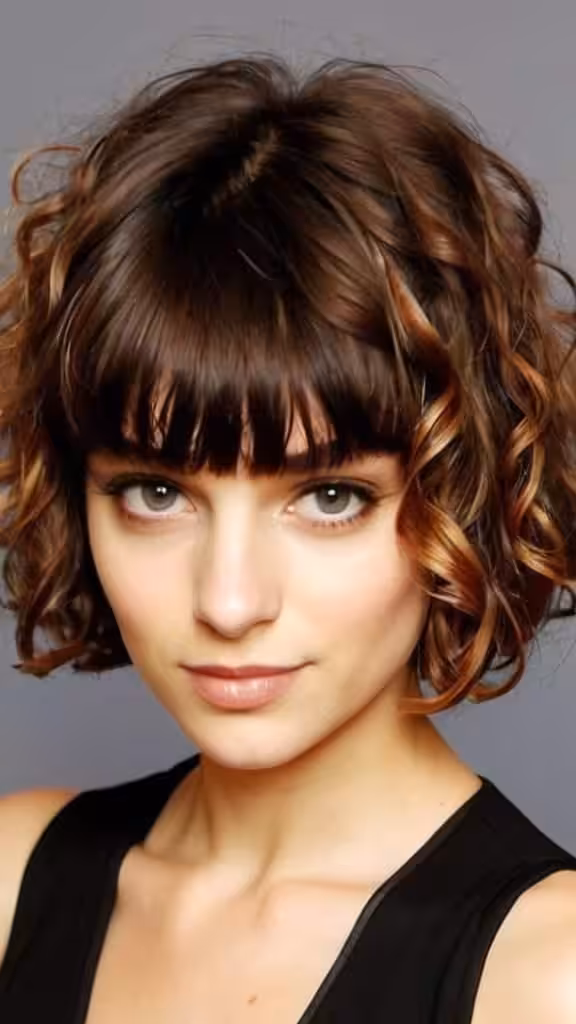 Curly Bob with Bangs Short Fringe Hairstyles