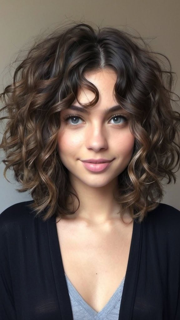 Curly Lob Medium Length Haircuts for Thick Hair