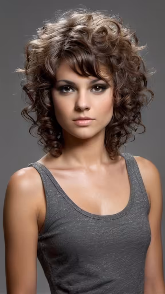 Curly Wolf Cut Daring Medium-Length Wolf Cut
