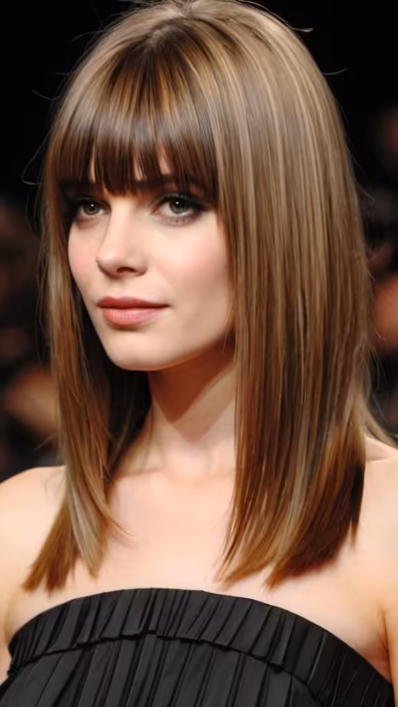 Curtain Fringed Blunt Cut Medium Straight Hairstyles and Haircuts