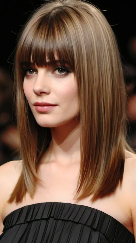 Curtain Fringed Blunt Cut Medium Straight Hairstyles and Haircuts