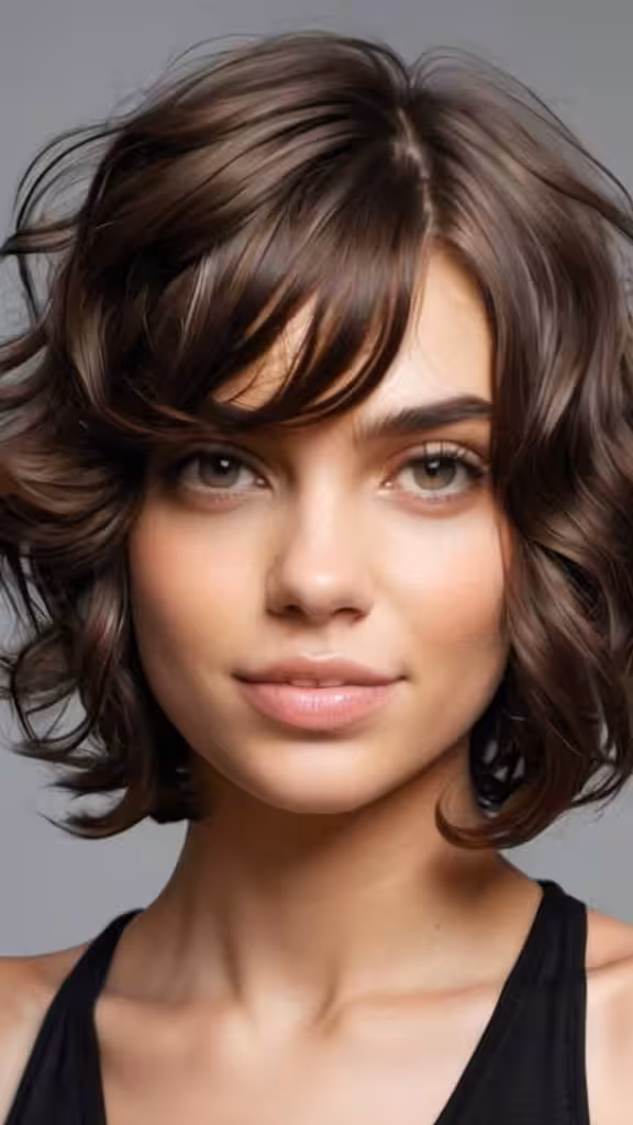 Deep-Parted Curly Bob Medium Haircuts to Fuel Your Imagination