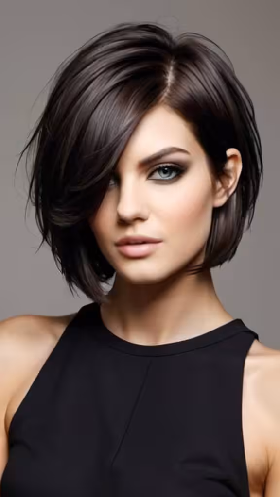 Deep Side Parted Heavily Layered Bob Medium Side Part Haircut