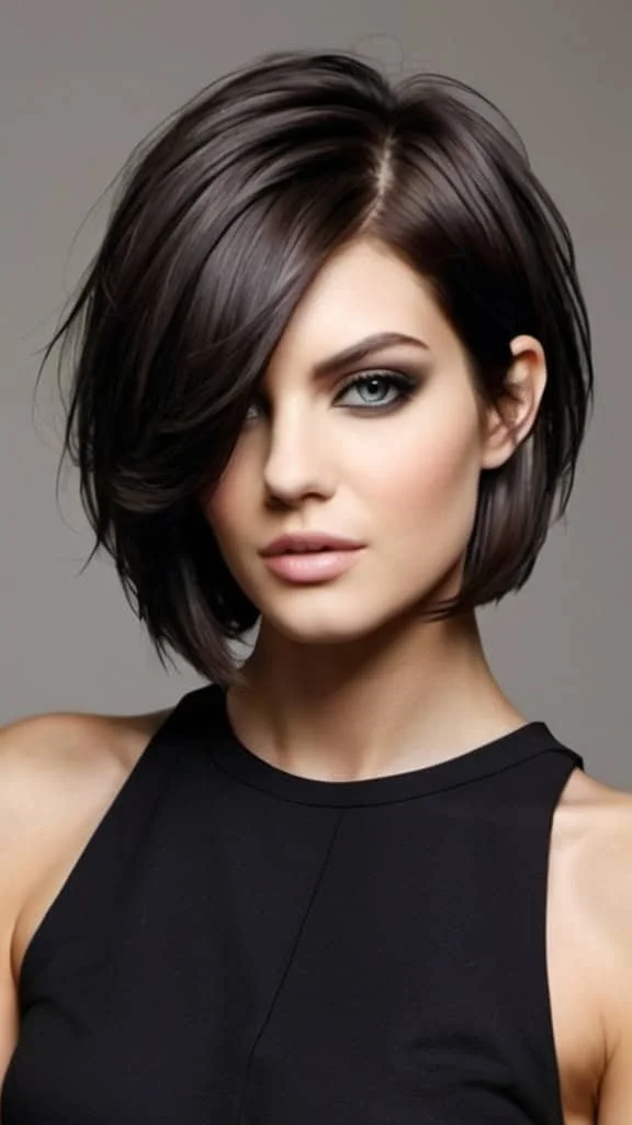 Deep Side Parted Heavily Layered Bob Medium Side Part Haircut Medium Side Part Haircut