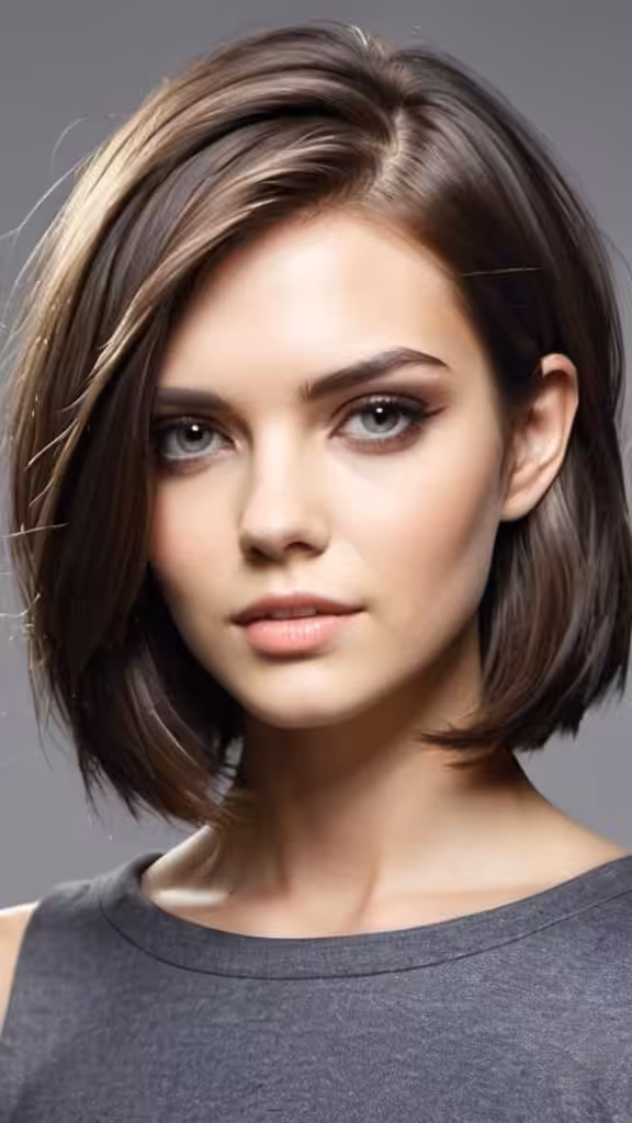 Deep Side Parted Shoulder-Length Hair Medium Side Part Haircut