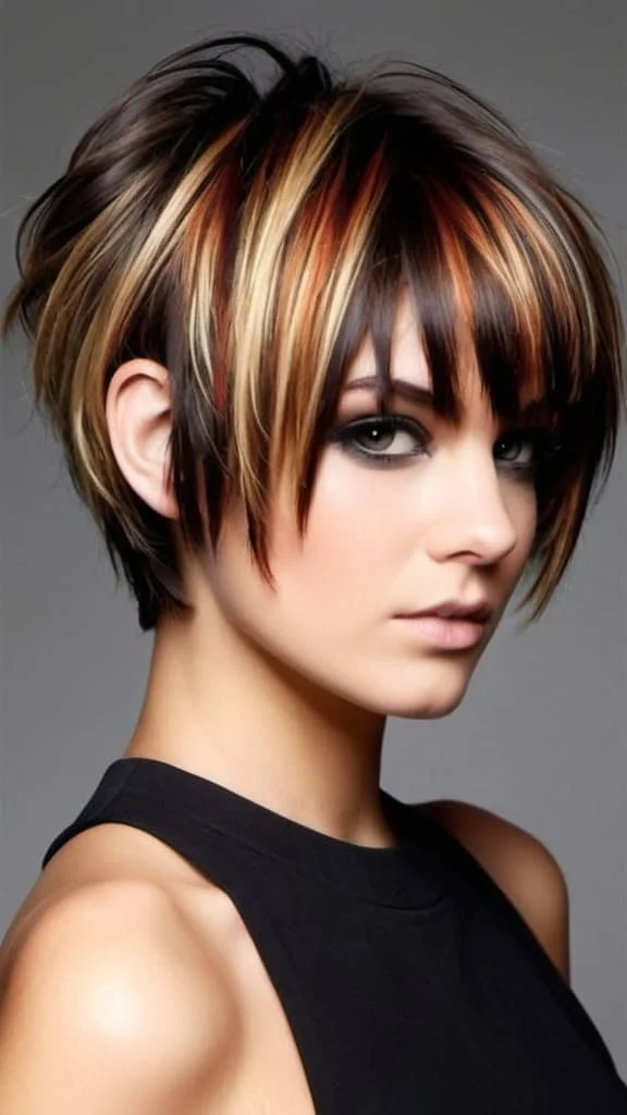 Edgy Short Hair with Highlights

