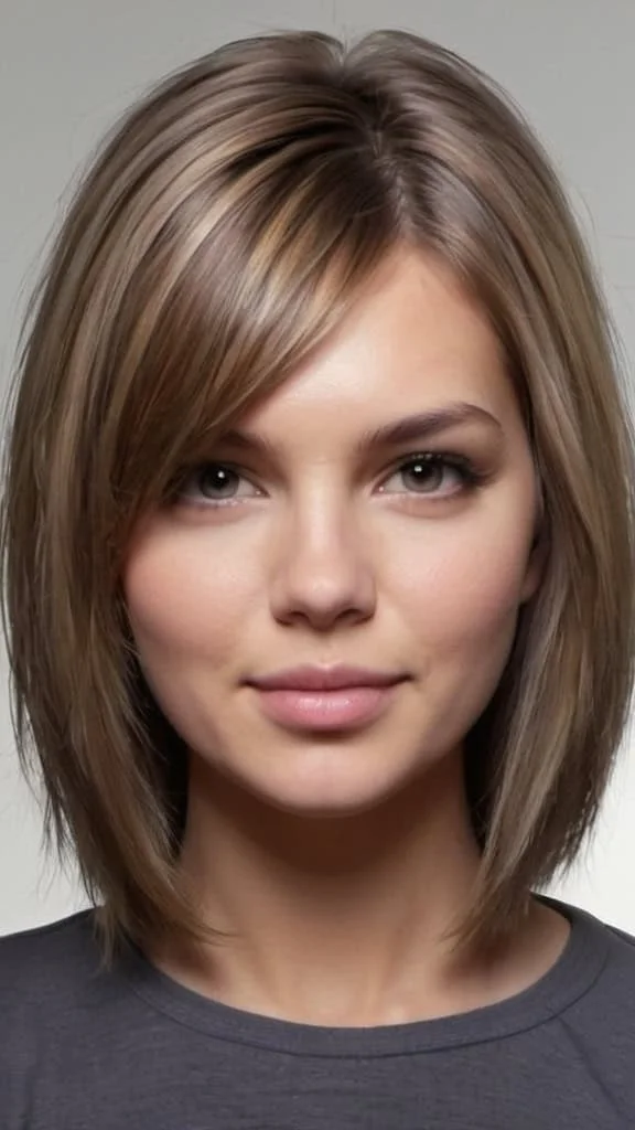Face Framing Layers Medium Hairstyles for Round Faces