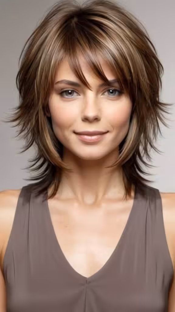 Feathered Layers Medium Length Hairstyles for Thin Hair