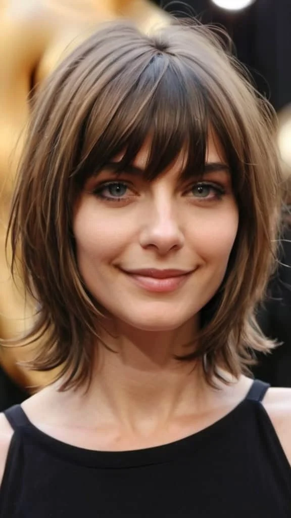 Fringed Layered Shoulder Length Cut Medium Length Hairstyles for Thin Hair