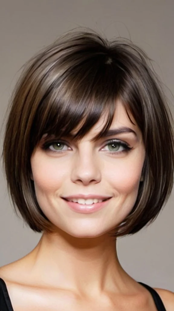 Graduated Bob with Feathered Bangs Low Maintenance Short Haircuts