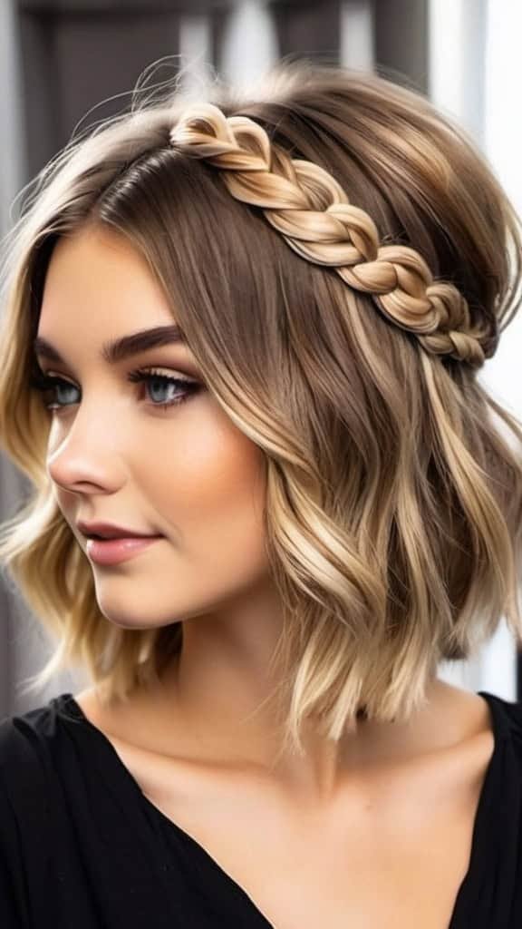 Half-Up Boho Style Bob Prom Hairstyles for Short Hair