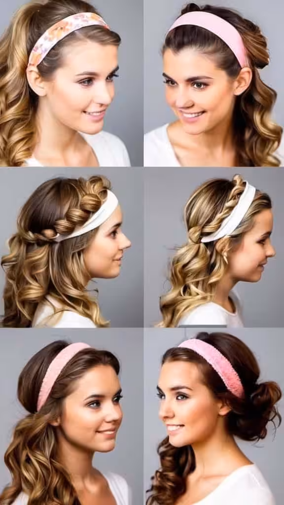 Headband and Loose Curls Hairstyles with Headbands