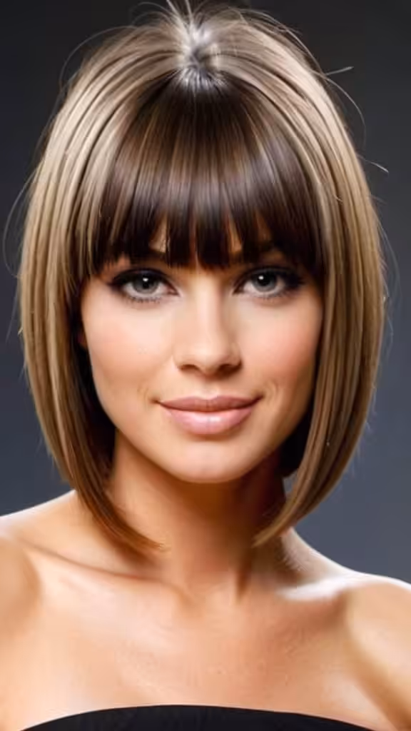 Heavy Banged Sleek Haircut Medium Straight Hairstyles and Haircuts