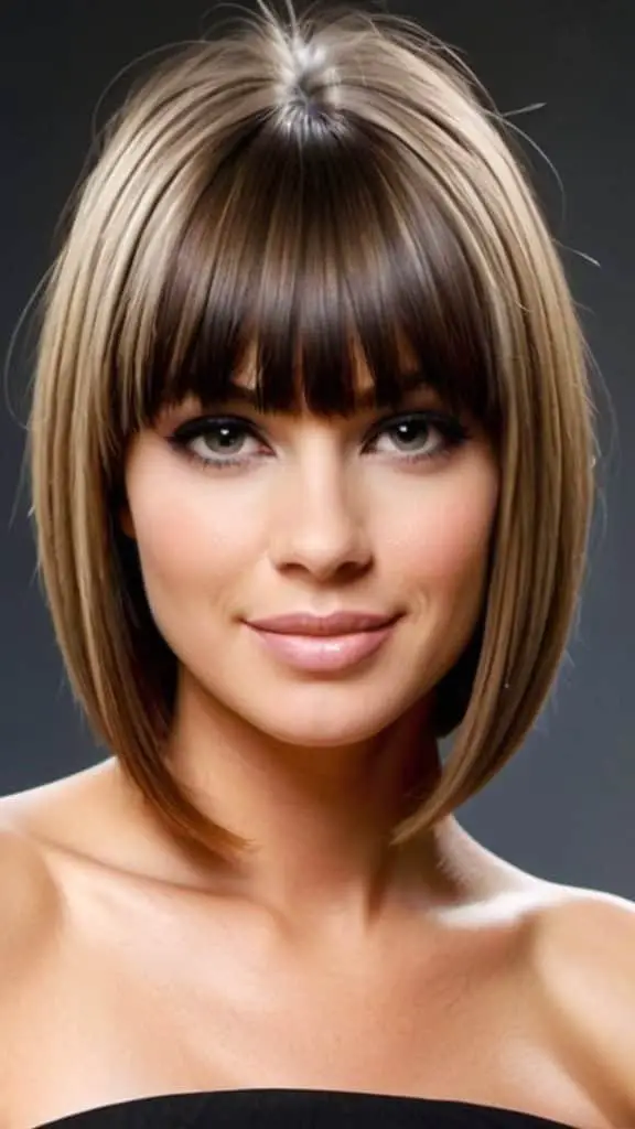 Heavy Banged Sleek Haircut Medium Straight Hairstyles and Haircuts