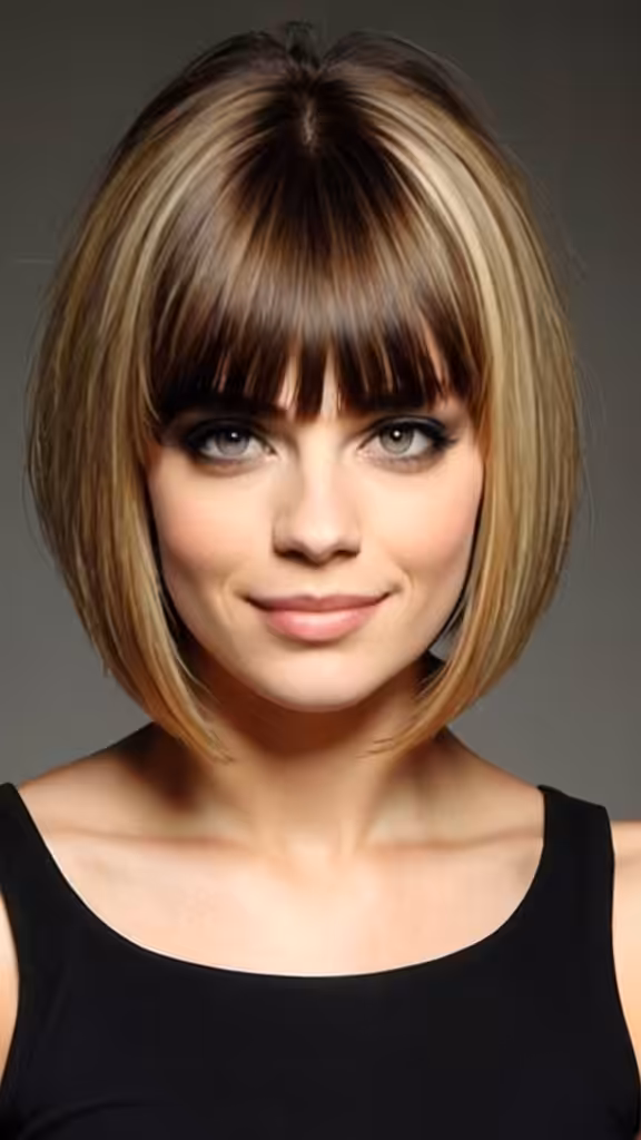 Inverted Bob with Bangs Short Fringe Hairstyles