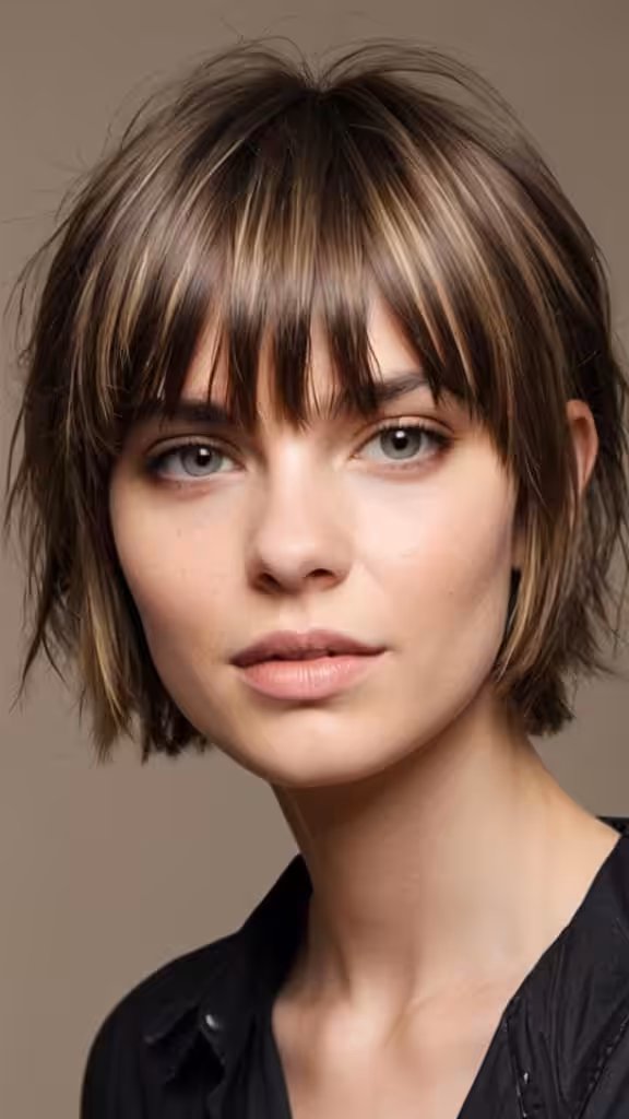 Layered Crop With Textured Bangs