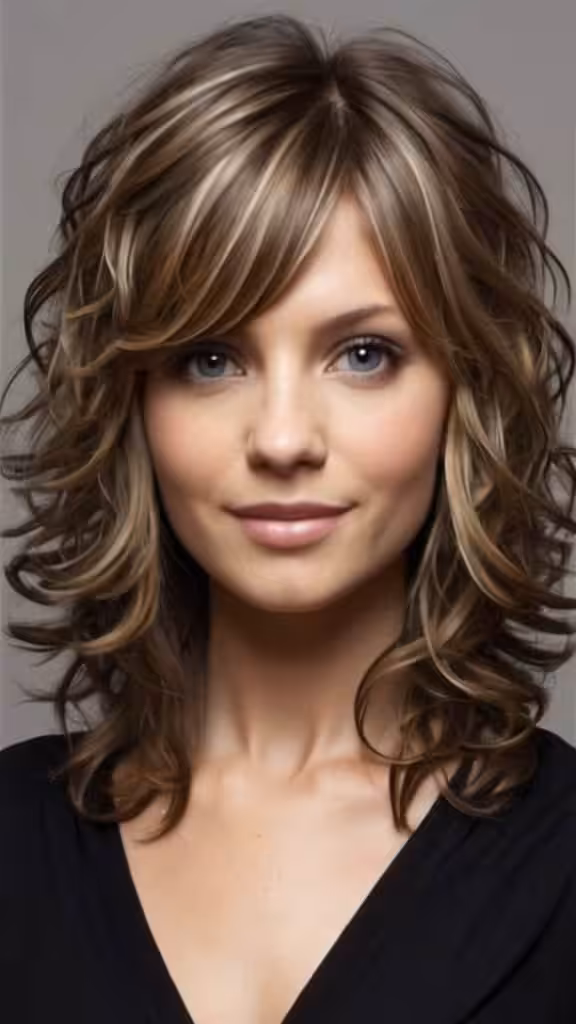 Layered Curls Medium Length Hairstyles for Thin Hair