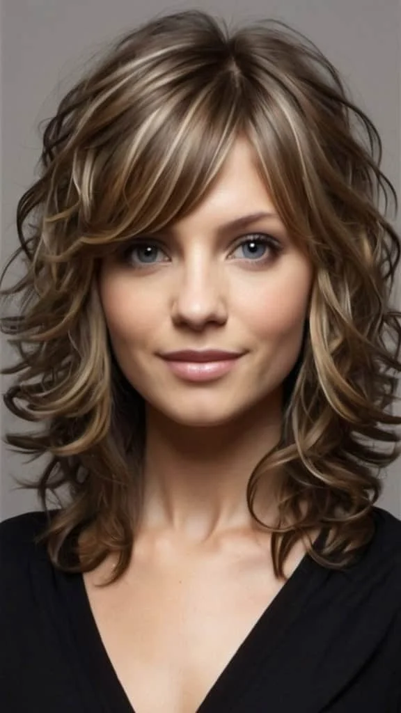 Layered Curls Medium Length Hairstyles for Thin Hair