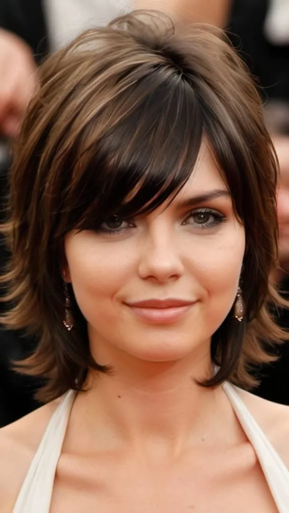 Layered Shag Medium Hairstyles for Round Faces
