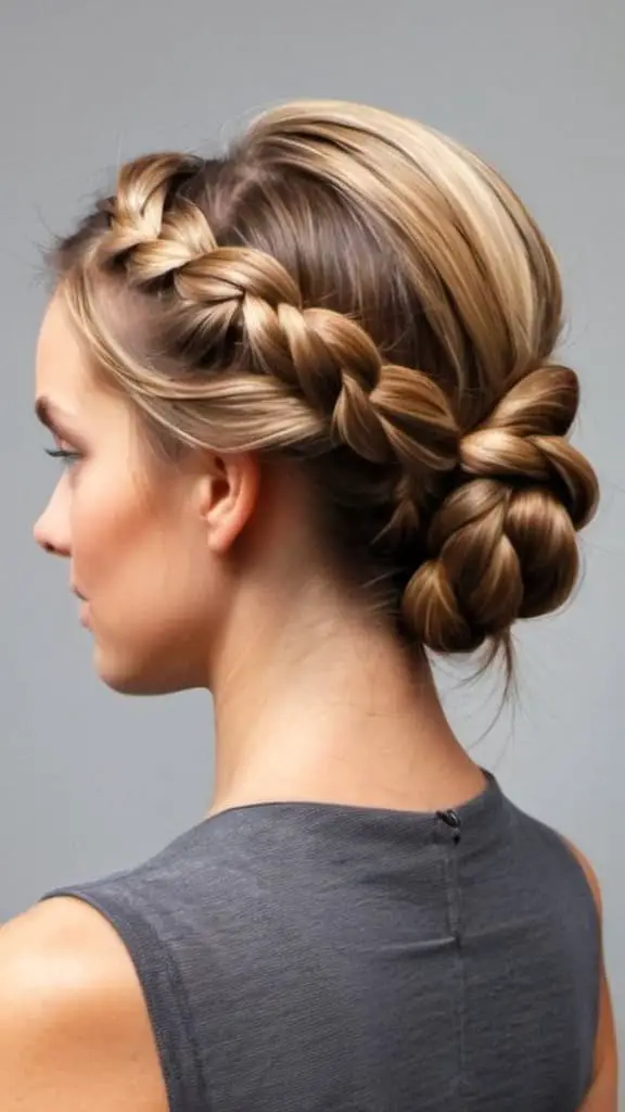 Low Bun With Braids Easy Updos for Medium Hair Easy Updos for Medium Hair