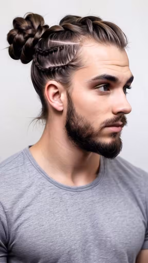 Man Bun with Braids - Men's Hairstyles