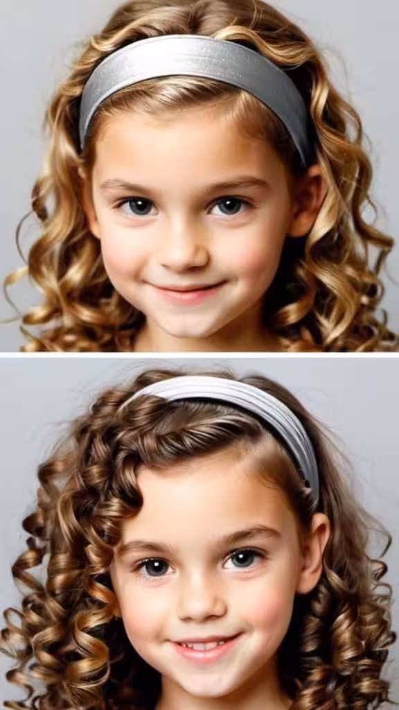 Metallic Headband Hairstyle on Curly Locks Hairstyles with Headbands