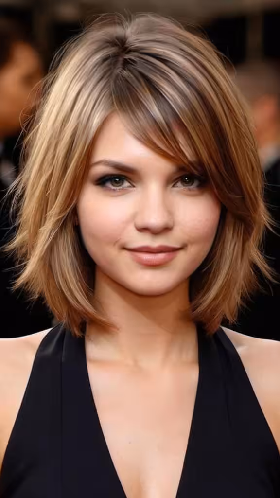 Mid-Length Layers Medium Hairstyles for Round Faces