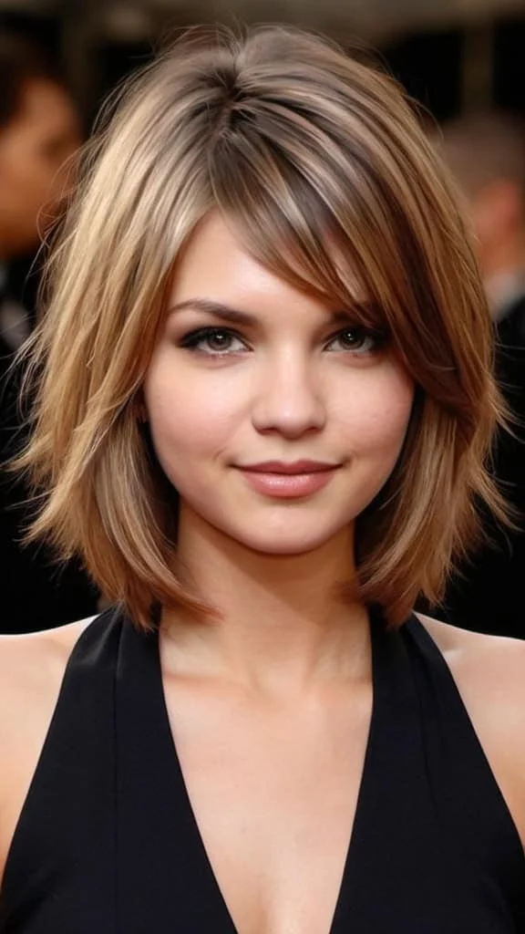 Mid-Length Layers Medium Hairstyles for Round Faces