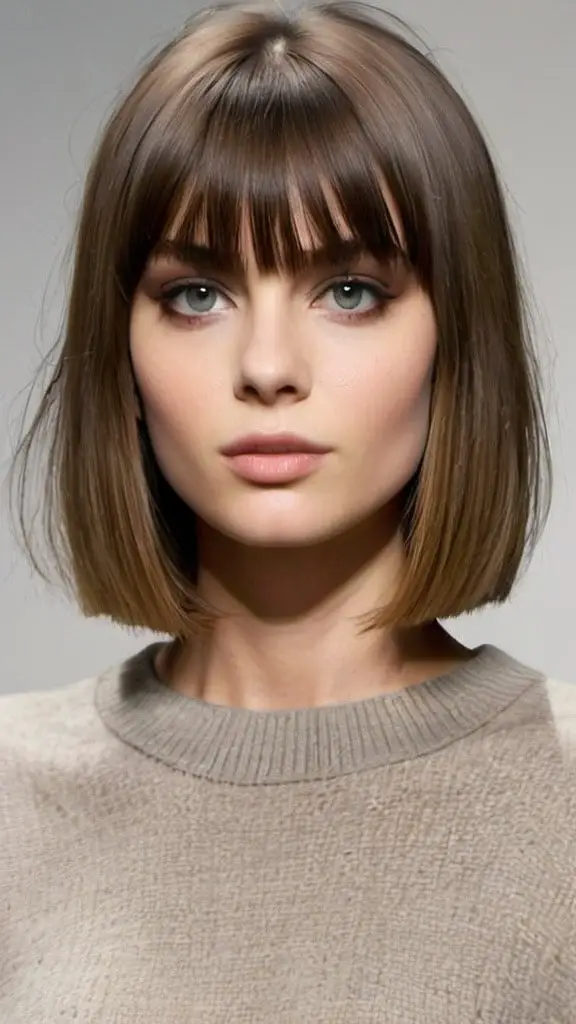 Middle Parted Bangs On Bob Straight Hairstyles for a Stylish Look