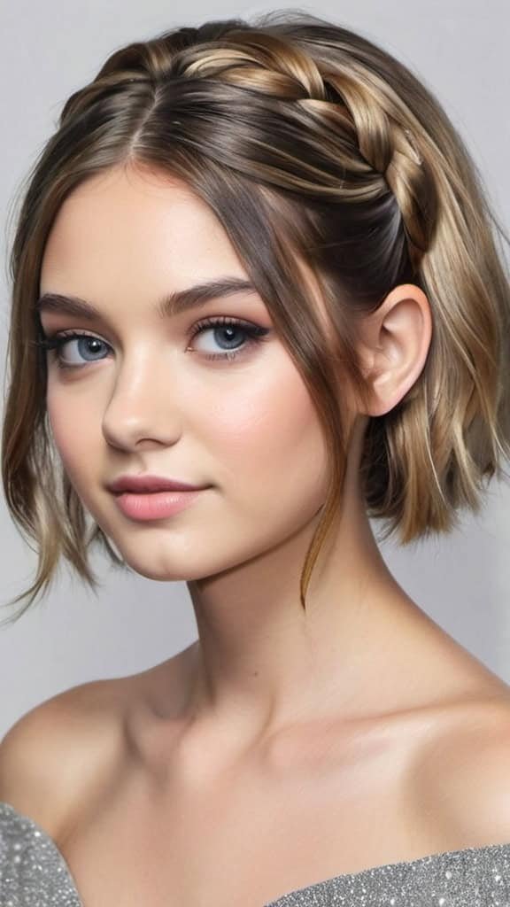 Middle Parted Half-Up Hairstyle Prom Hairstyles for Short Hair