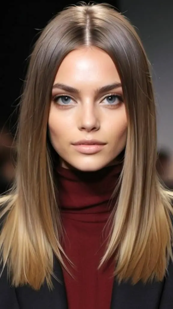 Middle-Parted Straight Hair Straight Hairstyles for a Stylish Look