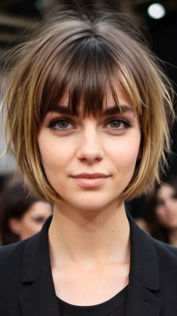 Mini Bob with Jagged Bangs Low Maintenance Short Haircuts
