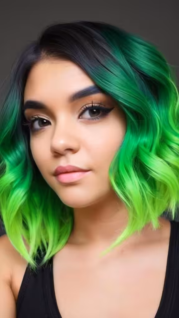 Neon Green Ombre - Flatter Your Face: 16 Short Ombre Hair for All Skin Tones