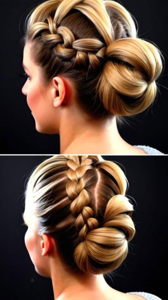 Reverse French Braid Bun Prom Hairstyles for Short Hair