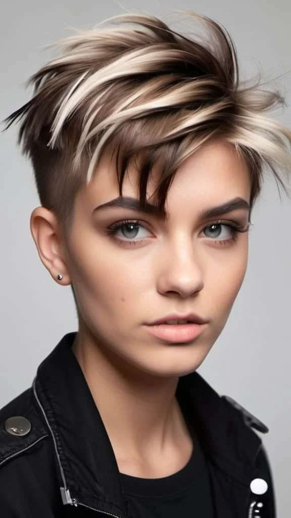 Edgy Short Hair with Highlights
