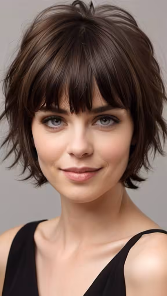 Shoulder-Length Crop with Bangs Short Sassy Haircuts