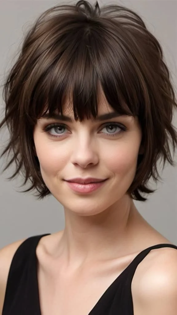 Shoulder-Length Crop with Bangs Short Sassy Haircuts